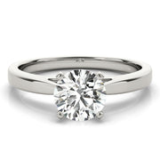 Luxe Cathedral Shank Solitaire Round Diamond Engagement Ring in 10K/14K gold and platinum with certified lab-grown or natural diamonds