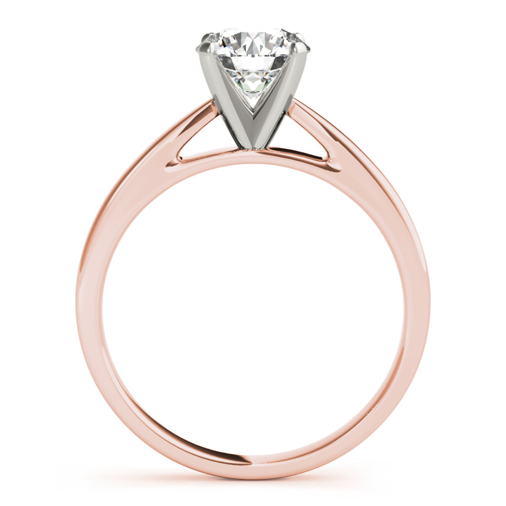 Luxe Cathedral Shank Solitaire Round Diamond Engagement Ring in 10K/14K gold and platinum with certified lab-grown or natural diamonds