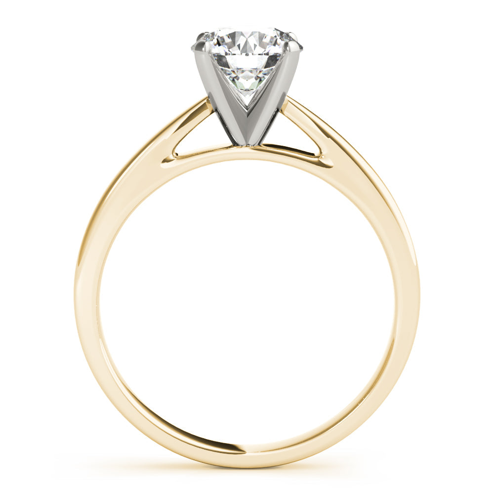 Luxe Cathedral Shank Solitaire Round Diamond Engagement Ring in 10K/14K gold and platinum with certified lab-grown or natural diamonds