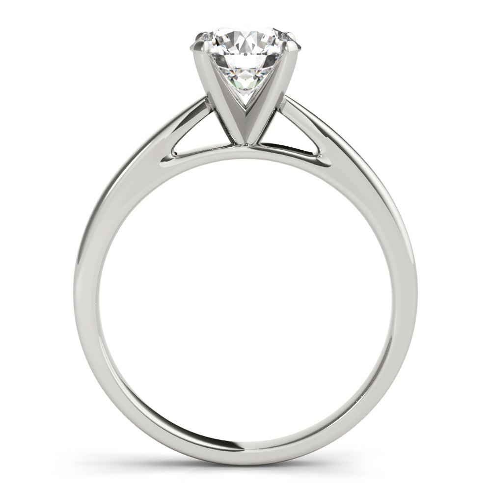 Luxe Cathedral Shank Solitaire Round Diamond Engagement Ring in 10K/14K gold and platinum with certified lab-grown or natural diamonds