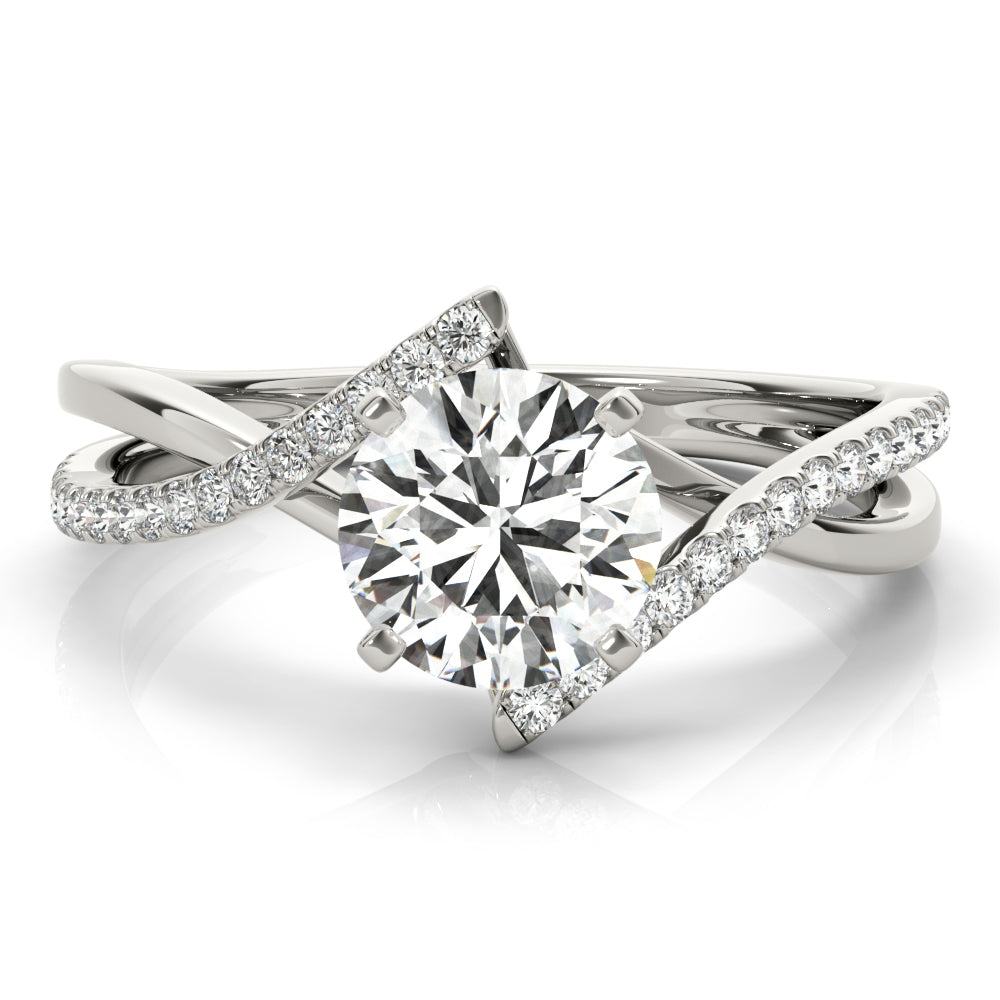 Signature Bypass Semi-Mount Round Diamond Engagement Ring in 10K/14K gold and platinum with certified lab-grown or natural diamonds