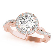 Devoted Halo With Twisted Shank Round Diamond Engagement Ring in 10K/14K gold and platinum with certified lab-grown or natural diamonds