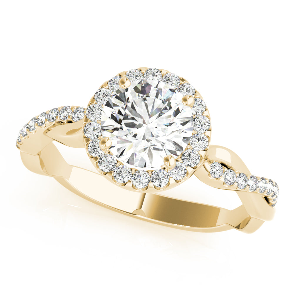Devoted Halo With Twisted Shank Round Diamond Engagement Ring in 10K/14K gold and platinum with certified lab-grown or natural diamonds