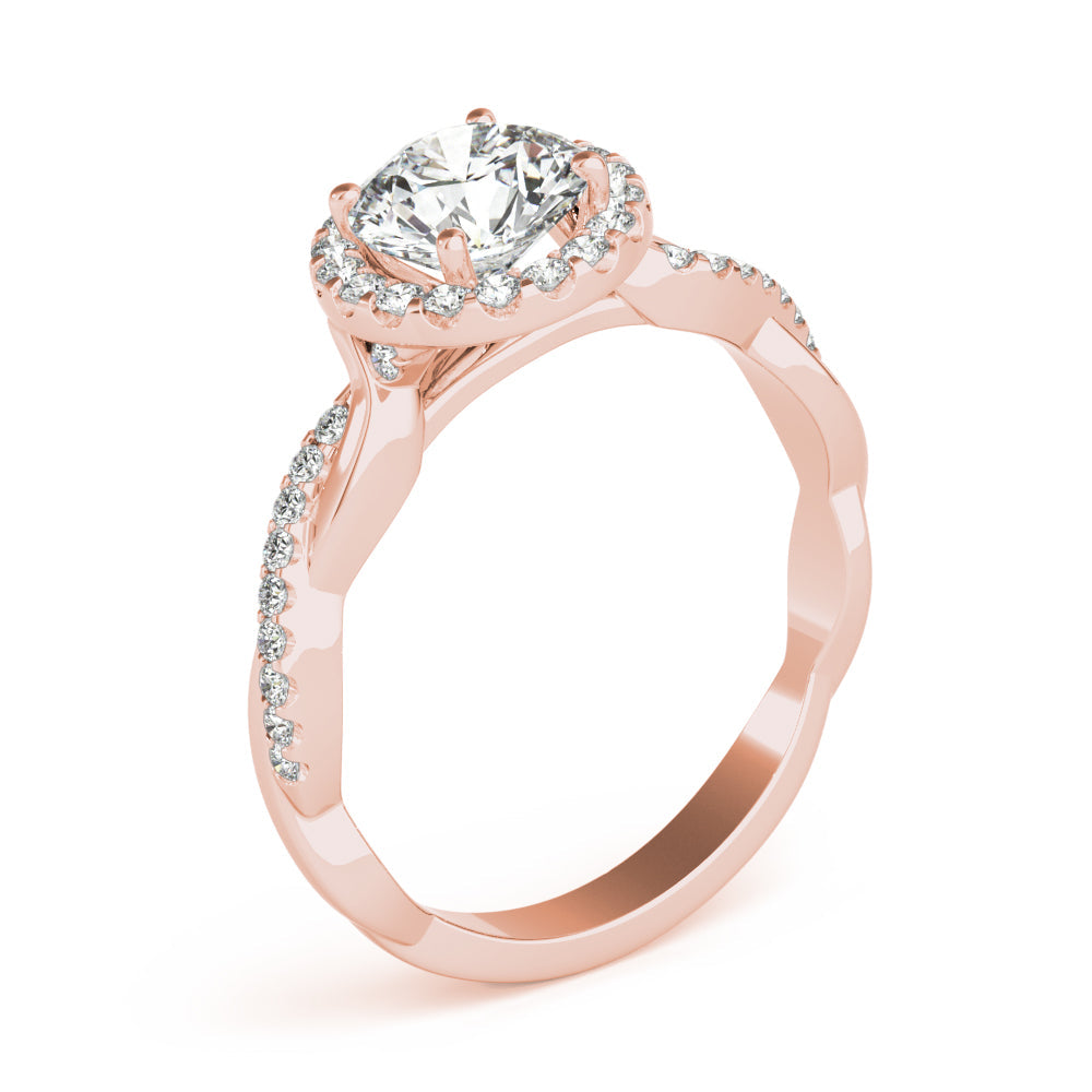 Devoted Halo With Twisted Shank Round Diamond Engagement Ring in 10K/14K gold and platinum with certified lab-grown or natural diamonds