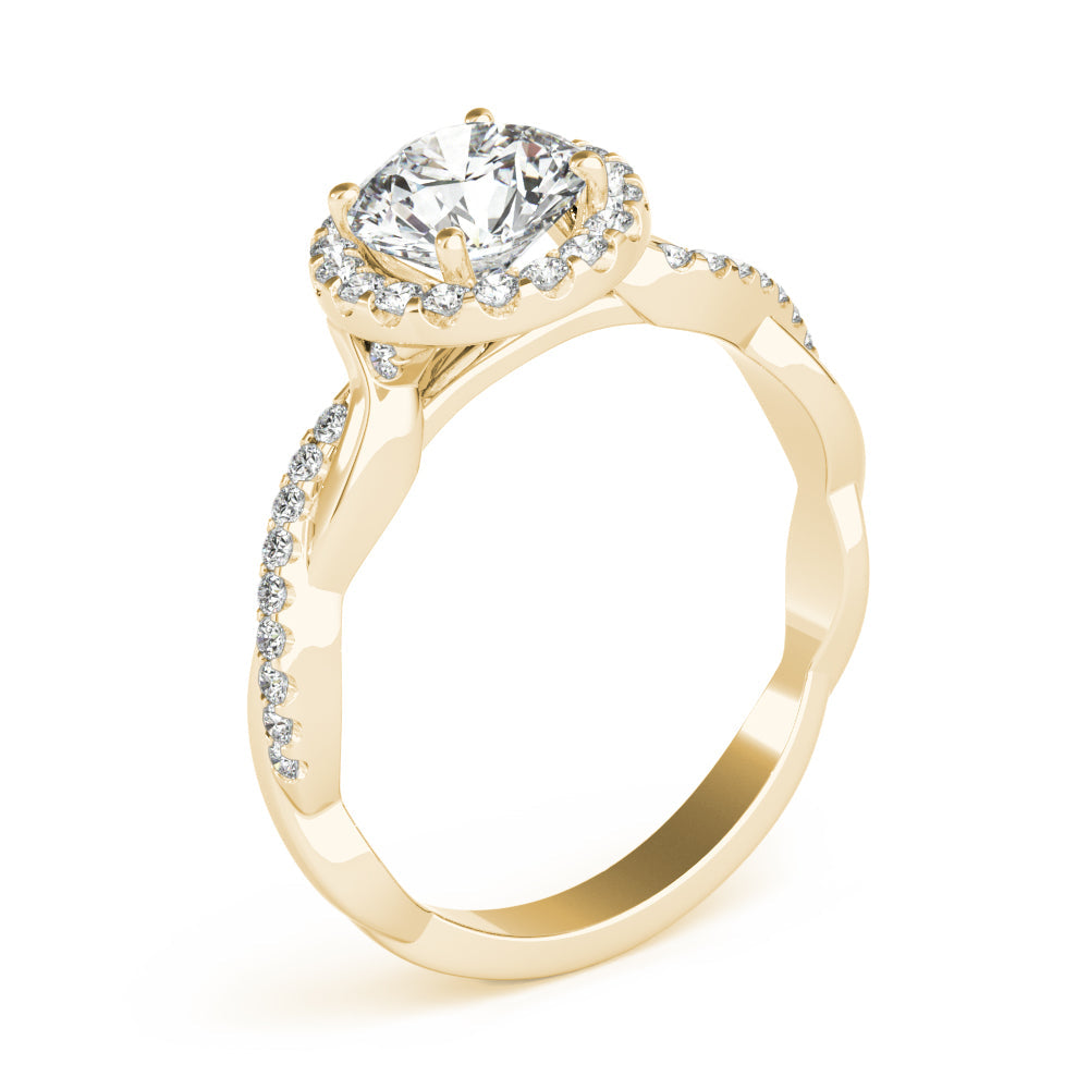Devoted Halo With Twisted Shank Round Diamond Engagement Ring in 10K/14K gold and platinum with certified lab-grown or natural diamonds