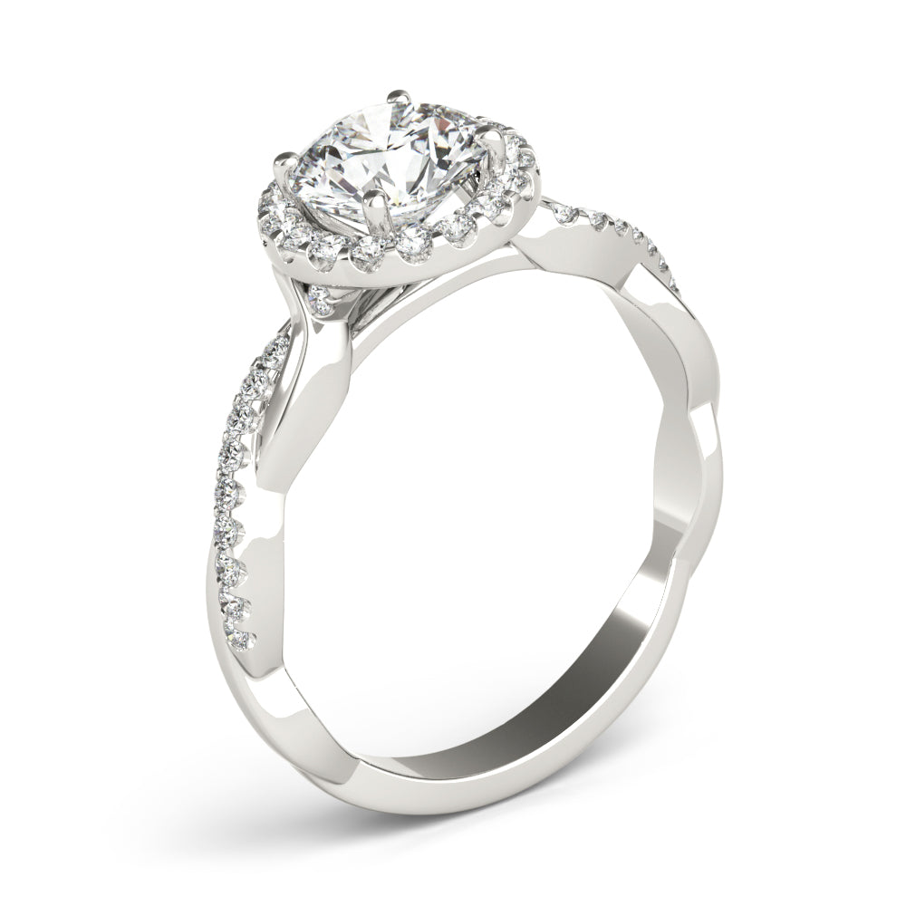 Devoted Halo With Twisted Shank Round Diamond Engagement Ring in 10K/14K gold and platinum with certified lab-grown or natural diamonds