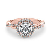 Devoted Halo With Twisted Shank Round Diamond Engagement Ring in 10K/14K gold and platinum with certified lab-grown or natural diamonds