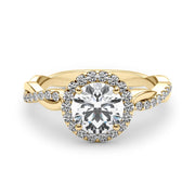 Devoted Halo With Twisted Shank Round Diamond Engagement Ring in 10K/14K gold and platinum with certified lab-grown or natural diamonds