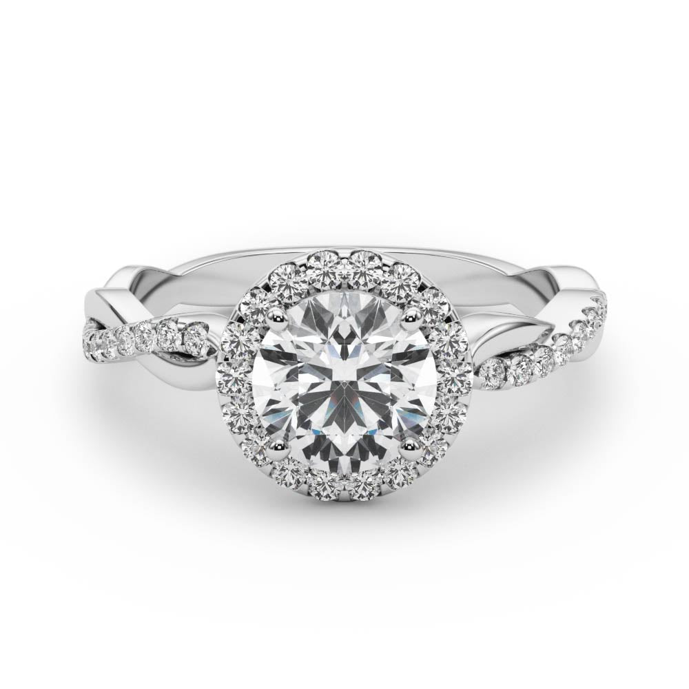 Devoted Halo With Twisted Shank Round Diamond Engagement Ring in 10K/14K gold and platinum with certified lab-grown or natural diamonds