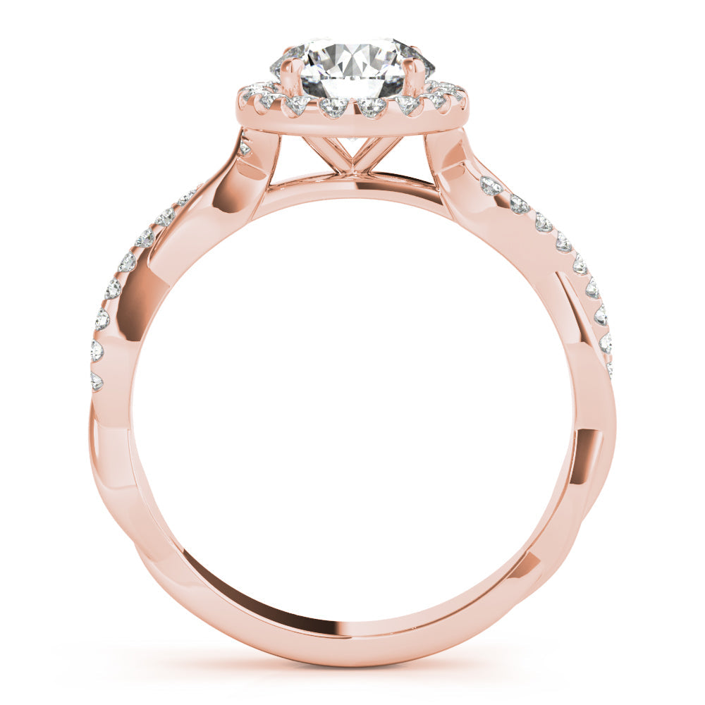 Devoted Halo With Twisted Shank Round Diamond Engagement Ring in 10K/14K gold and platinum with certified lab-grown or natural diamonds