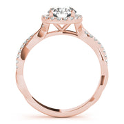 Devoted Halo With Twisted Shank Round Diamond Engagement Ring in 10K/14K gold and platinum with certified lab-grown or natural diamonds