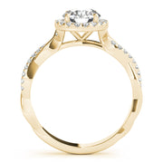 Devoted Halo With Twisted Shank Round Diamond Engagement Ring in 10K/14K gold and platinum with certified lab-grown or natural diamonds