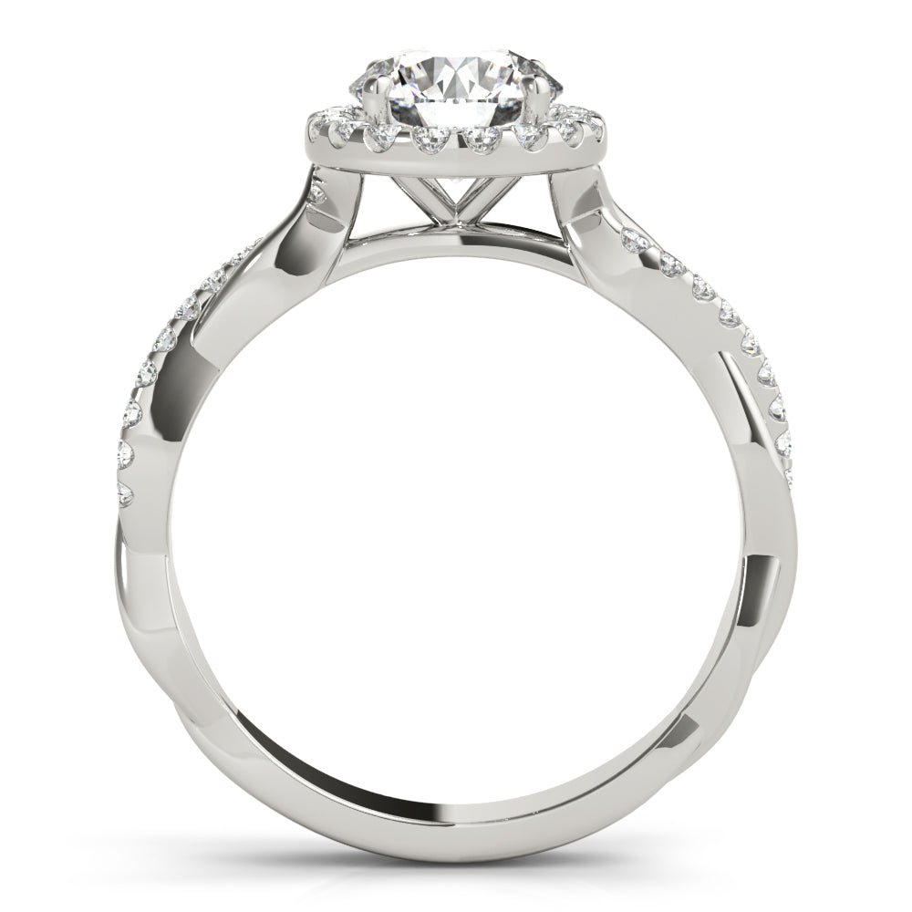 Devoted Halo With Twisted Shank Round Diamond Engagement Ring in 10K/14K gold and platinum with certified lab-grown or natural diamonds