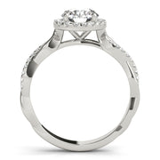 Devoted Halo With Twisted Shank Round Diamond Engagement Ring in 10K/14K gold and platinum with certified lab-grown or natural diamonds