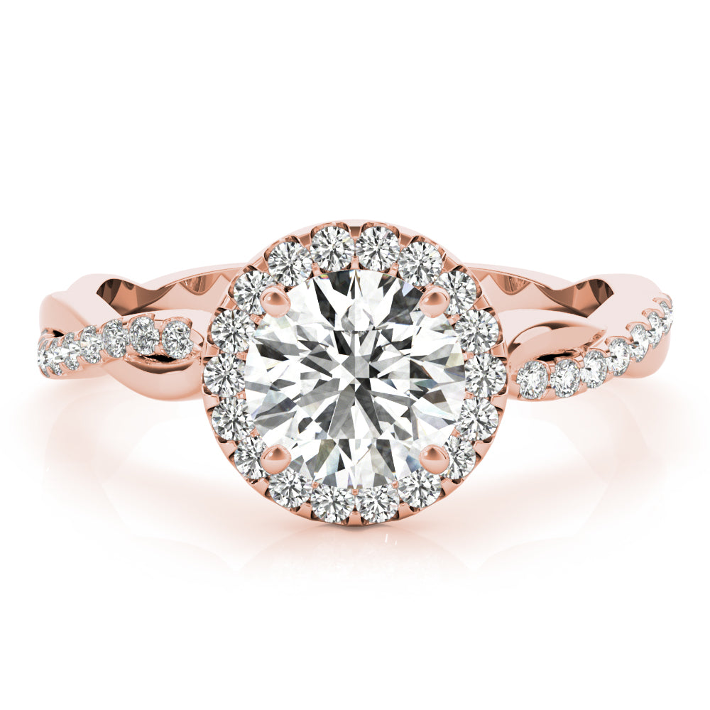 Devoted Halo With Twisted Shank Round Diamond Engagement Ring in 10K/14K gold and platinum with certified lab-grown or natural diamonds