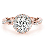 Devoted Halo With Twisted Shank Round Diamond Engagement Ring in 10K/14K gold and platinum with certified lab-grown or natural diamonds