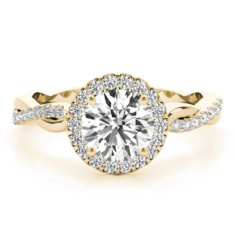 Devoted Halo With Twisted Shank Round Diamond Engagement Ring in 10K/14K gold and platinum with certified lab-grown or natural diamonds