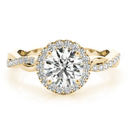 Devoted Halo With Twisted Shank Round Diamond Engagement Ring in 10K/14K gold and platinum with certified lab-grown or natural diamonds