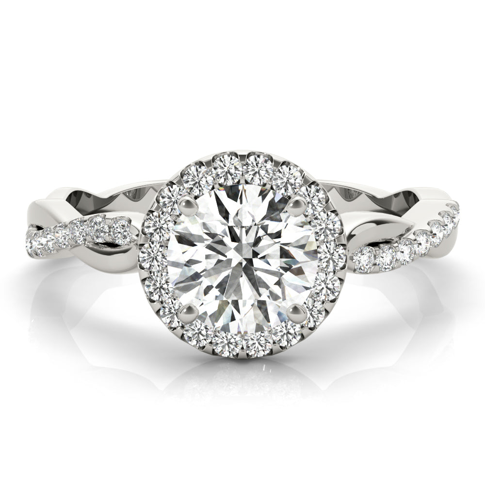 Devoted Halo With Twisted Shank Round Diamond Engagement Ring in 10K/14K gold and platinum with certified lab-grown or natural diamonds
