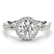 Devoted Halo With Twisted Shank Round Diamond Engagement Ring in 10K/14K gold and platinum with certified lab-grown or natural diamonds