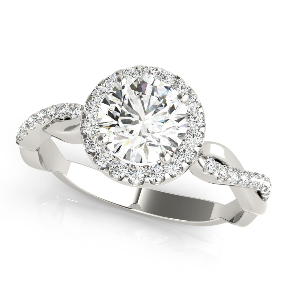 Devoted Halo With Twisted Shank Round Diamond Engagement Ring in 10K/14K gold and platinum with certified lab-grown or natural diamonds