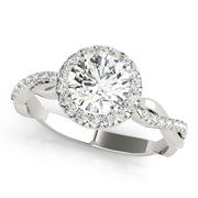 Devoted Halo With Twisted Shank Round Diamond Engagement Ring in 10K/14K gold and platinum with certified lab-grown or natural diamonds