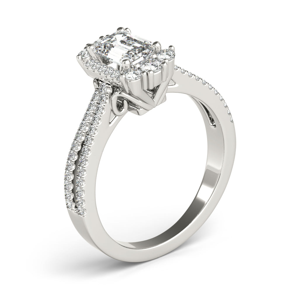 Artisan Cut Engagement Emerald Diamond Engagement Ring in 10K/14K gold and platinum with certified lab-grown or natural diamonds