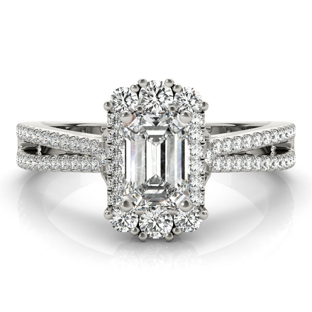 Artisan Cut Engagement Emerald Diamond Engagement Ring in 10K/14K gold and platinum with certified lab-grown or natural diamonds