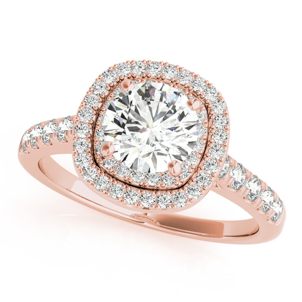 Cherished Double Halo Engagement Ring Round Diamond Engagement Ring in 10K/14K gold and platinum with certified lab-grown or natural diamonds