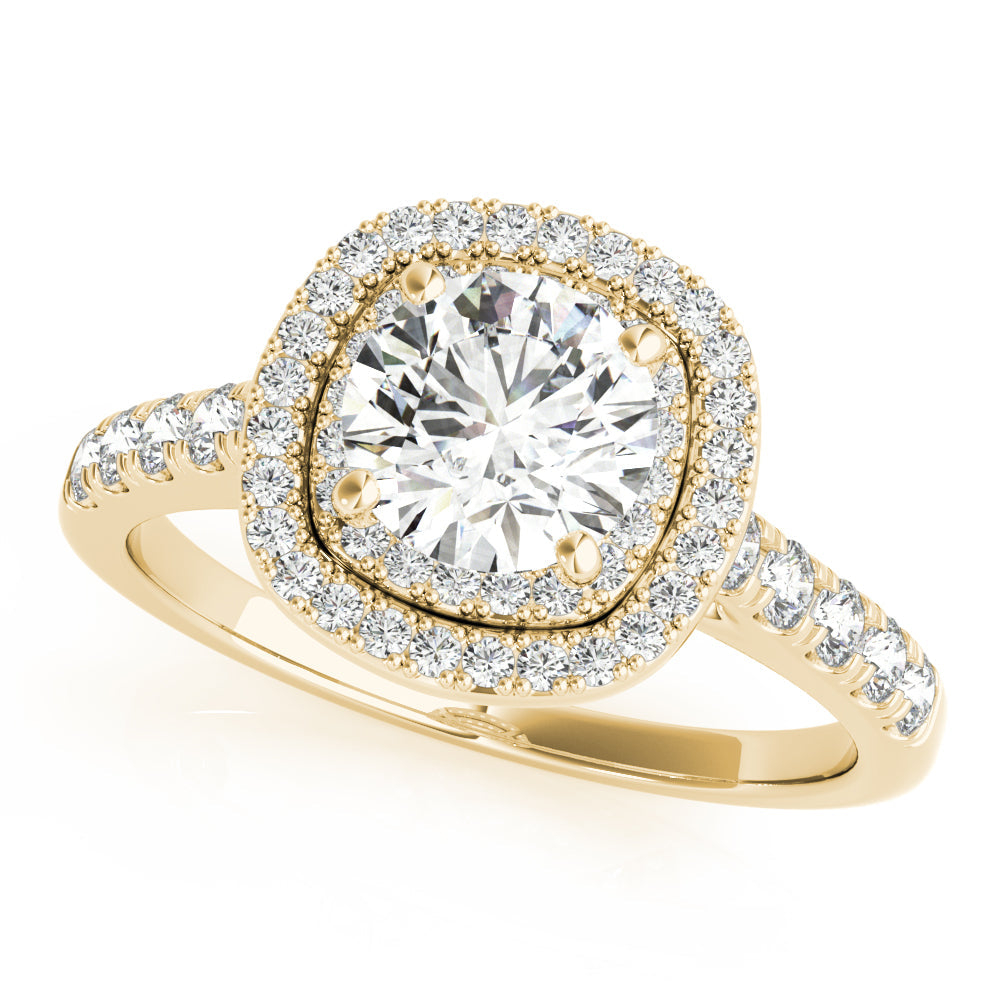 Cherished Double Halo Engagement Ring Round Diamond Engagement Ring in 10K/14K gold and platinum with certified lab-grown or natural diamonds