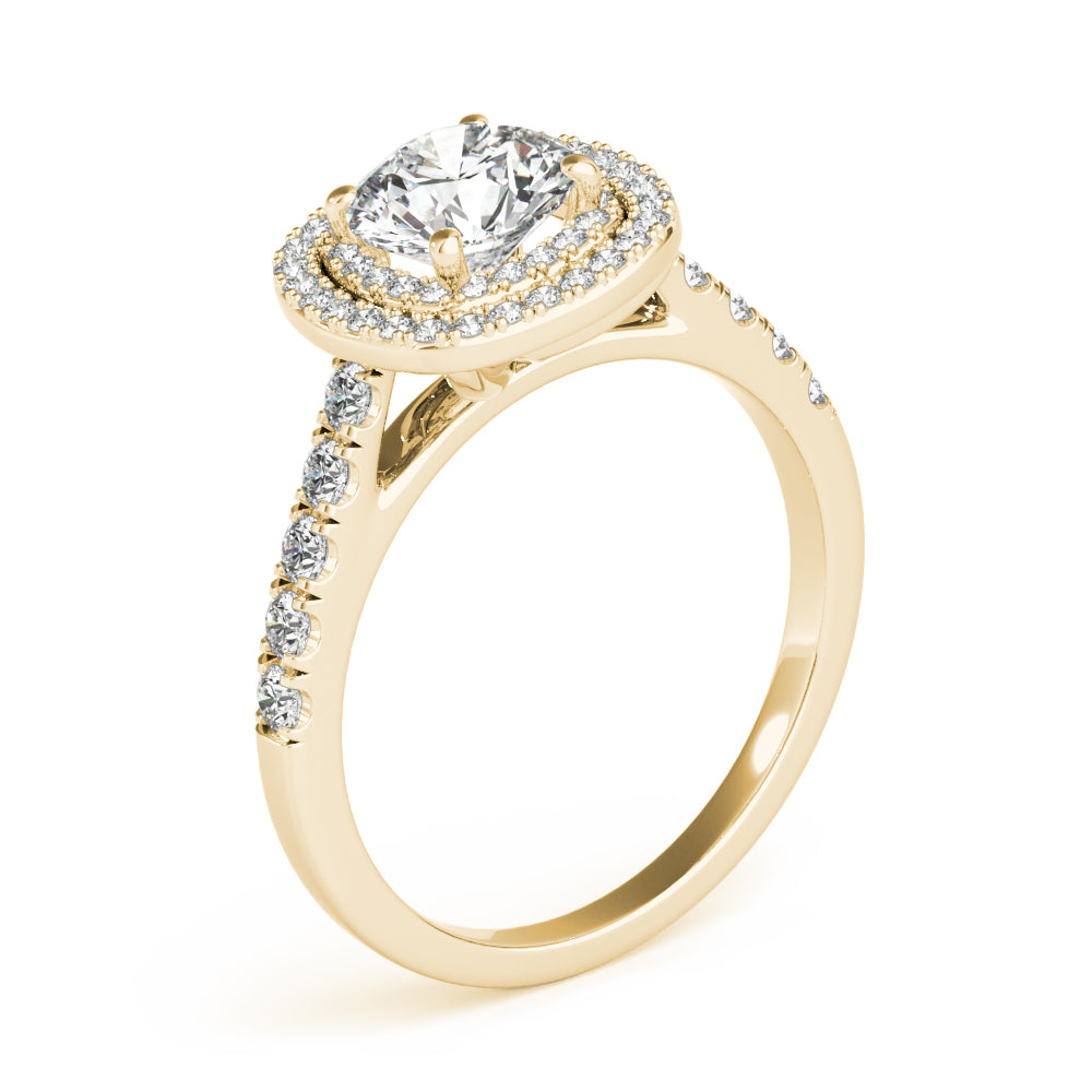 Cherished Double Halo Engagement Ring Round Diamond Engagement Ring in 10K/14K gold and platinum with certified lab-grown or natural diamonds