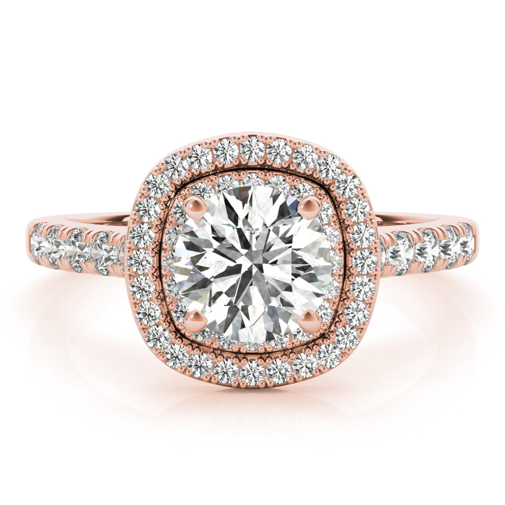 Cherished Double Halo Engagement Ring Round Diamond Engagement Ring in 10K/14K gold and platinum with certified lab-grown or natural diamonds