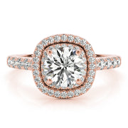 Cherished Double Halo Engagement Ring Round Diamond Engagement Ring in 10K/14K gold and platinum with certified lab-grown or natural diamonds