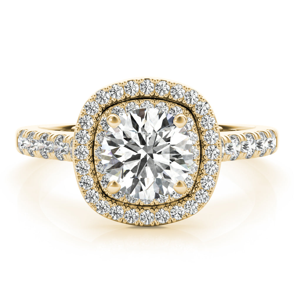 Cherished Double Halo Engagement Ring Round Diamond Engagement Ring in 10K/14K gold and platinum with certified lab-grown or natural diamonds