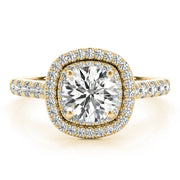 Cherished Double Halo Engagement Ring Round Diamond Engagement Ring in 10K/14K gold and platinum with certified lab-grown or natural diamonds