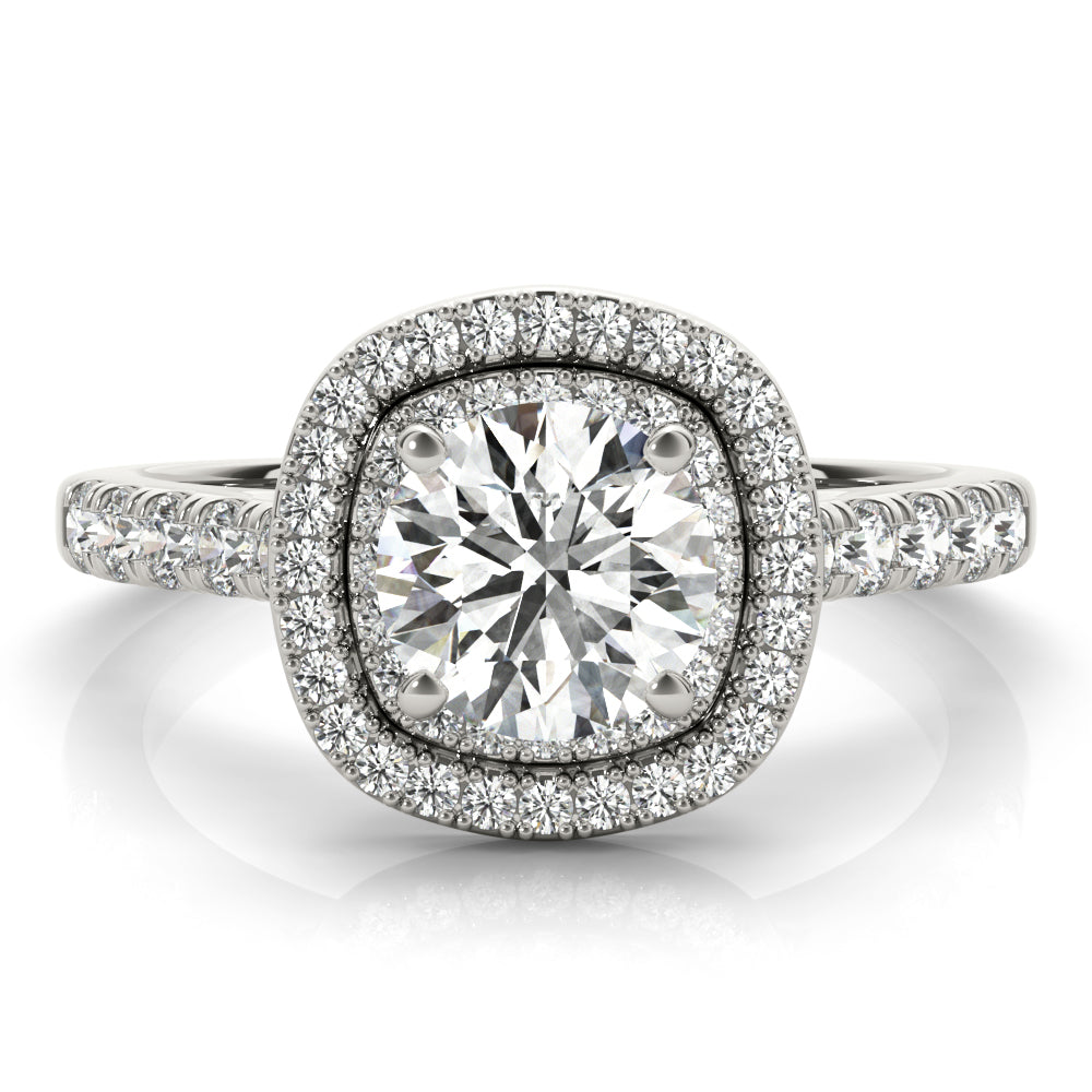 Cherished Double Halo Engagement Ring Round Diamond Engagement Ring in 10K/14K gold and platinum with certified lab-grown or natural diamonds