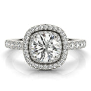 Cherished Double Halo Engagement Ring Round Diamond Engagement Ring in 10K/14K gold and platinum with certified lab-grown or natural diamonds