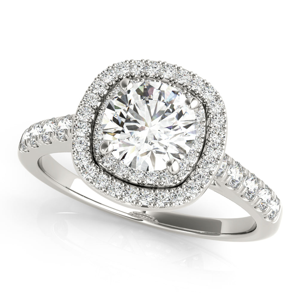 Cherished Double Halo Engagement Ring Round Diamond Engagement Ring in 10K/14K gold and platinum with certified lab-grown or natural diamonds