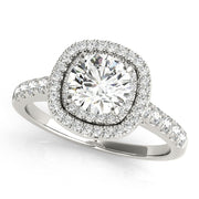 Cherished Double Halo Engagement Ring Round Diamond Engagement Ring in 10K/14K gold and platinum with certified lab-grown or natural diamonds