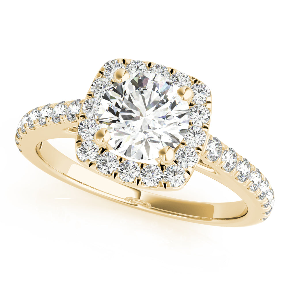 Noble Cathedral Halo Engagement Ring Round Diamond Engagement Ring in 10K/14K gold and platinum with certified lab-grown or natural diamonds