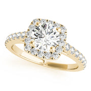 Noble Cathedral Halo Engagement Ring Round Diamond Engagement Ring in 10K/14K gold and platinum with certified lab-grown or natural diamonds