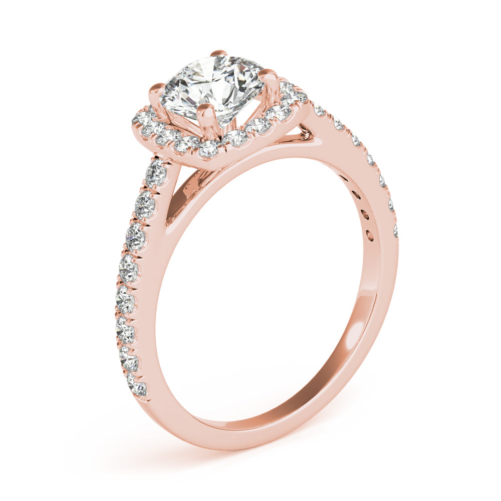 Noble Cathedral Halo Engagement Ring Round Diamond Engagement Ring in 10K/14K gold and platinum with certified lab-grown or natural diamonds