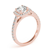 Noble Cathedral Halo Engagement Ring Round Diamond Engagement Ring in 10K/14K gold and platinum with certified lab-grown or natural diamonds