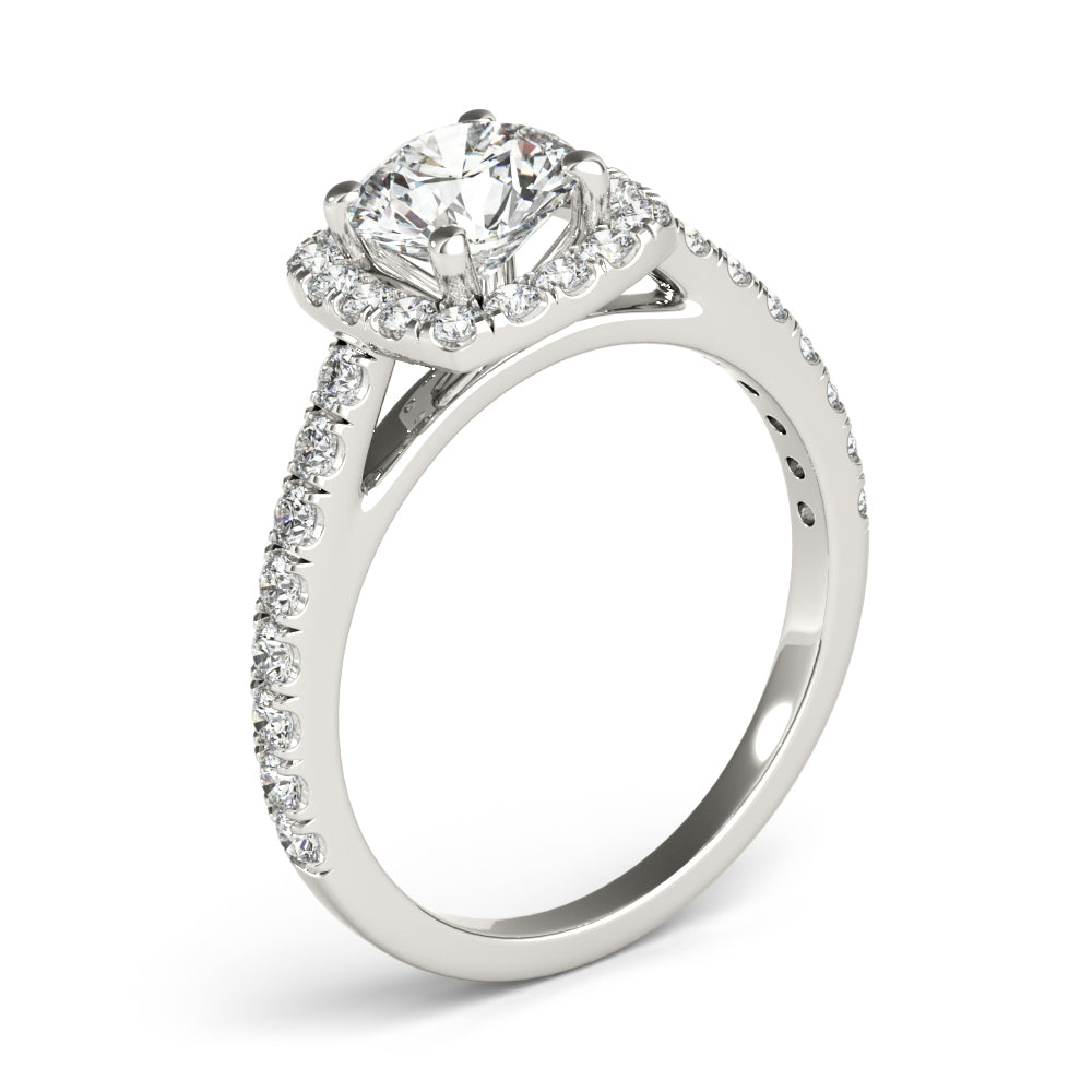 Noble Cathedral Halo Engagement Ring Round Diamond Engagement Ring in 10K/14K gold and platinum with certified lab-grown or natural diamonds