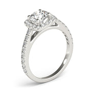 Noble Cathedral Halo Engagement Ring Round Diamond Engagement Ring in 10K/14K gold and platinum with certified lab-grown or natural diamonds
