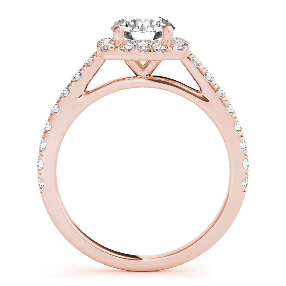 Noble Cathedral Halo Engagement Ring Round Diamond Engagement Ring in 10K/14K gold and platinum with certified lab-grown or natural diamonds