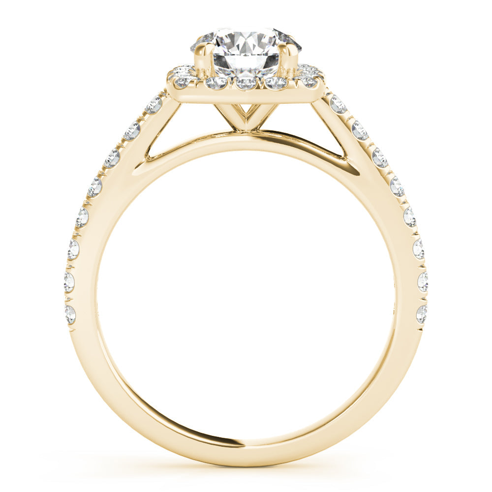 Noble Cathedral Halo Engagement Ring Round Diamond Engagement Ring in 10K/14K gold and platinum with certified lab-grown or natural diamonds