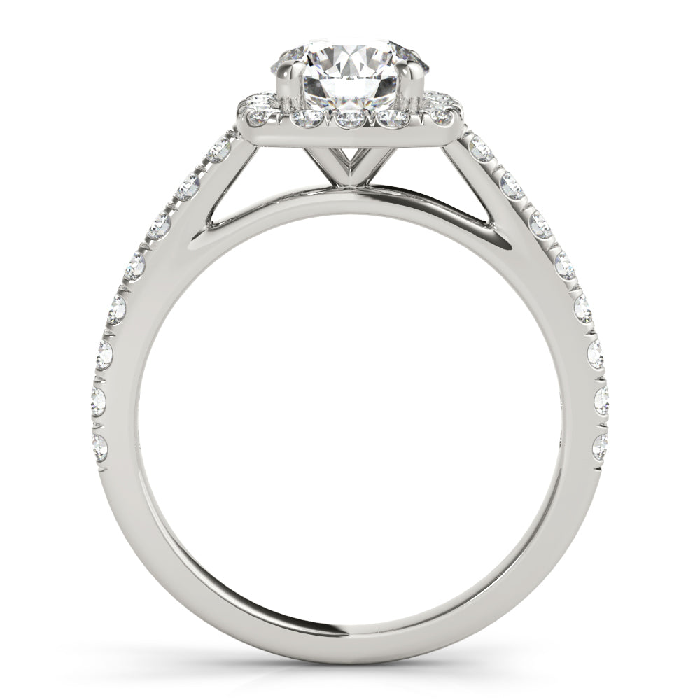 Noble Cathedral Halo Engagement Ring Round Diamond Engagement Ring in 10K/14K gold and platinum with certified lab-grown or natural diamonds