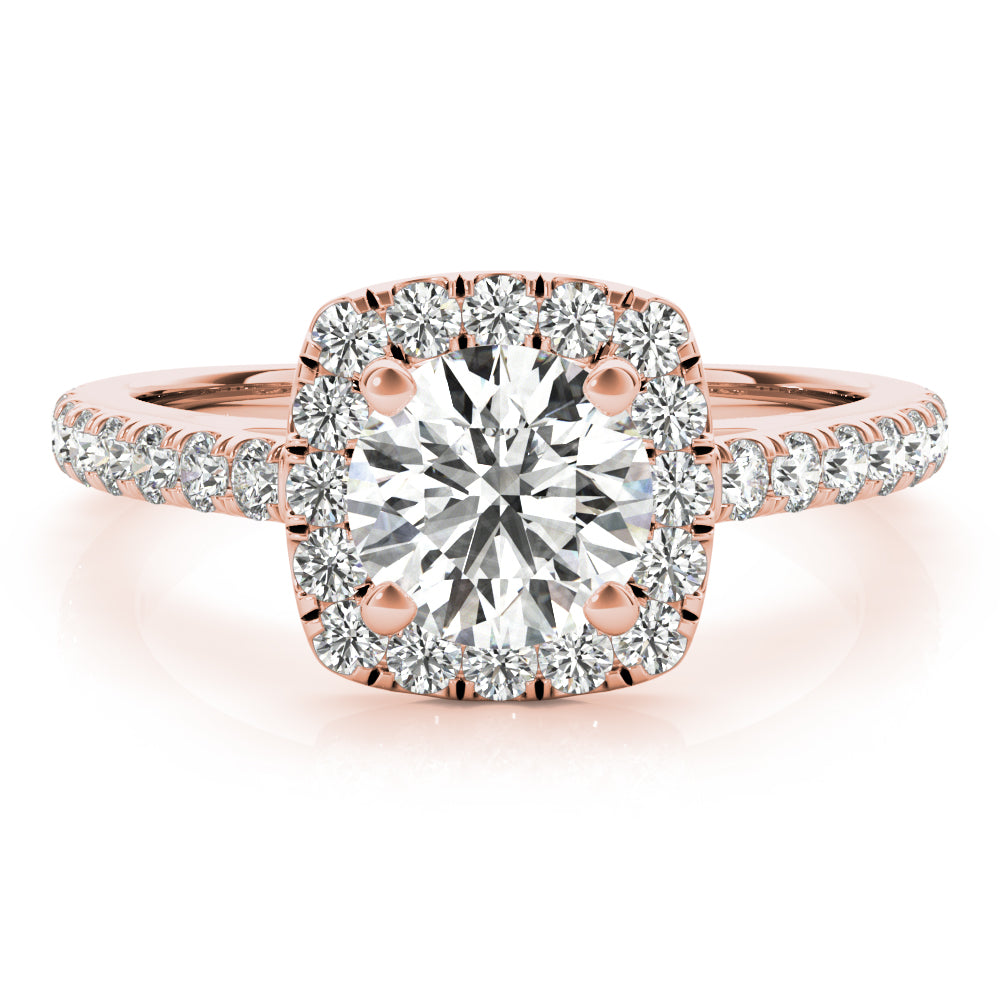 Noble Cathedral Halo Engagement Ring Round Diamond Engagement Ring in 10K/14K gold and platinum with certified lab-grown or natural diamonds