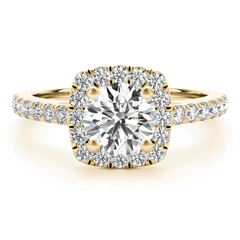 Noble Cathedral Halo Engagement Ring Round Diamond Engagement Ring in 10K/14K gold and platinum with certified lab-grown or natural diamonds